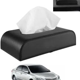Black Tissue Holder Leatherite/Include Tissue/Save Space For Home/Car/Office-08 Vehicle Tissue Dispenser-image-21