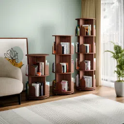 rocco 360° Rotating Engineered Wood Open Book Shelf image 3