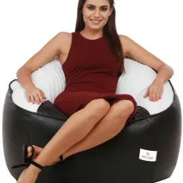 XXXL Muddha Black and White Filled with Beans Bean Bag SofaWith Bean Filling-picture-11