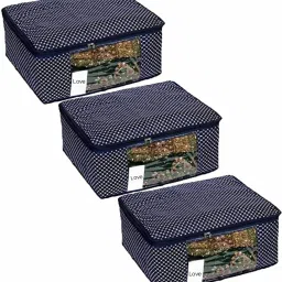 Love Store Set of 3 Cotton Quilted 3 Layered Foldable Saree Covers / Wardrobe Organizer Cotton Laundry Bag-18