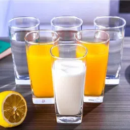 (Pack of 6) Square Water Glass (i) Glass Set Water/Juice Glass 320 ml Glass Water/Juice Glass-17