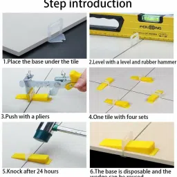 ollset Tile Leveling System Wall Floor Spacer Tile Levelling Tools, 100 Wedge and 200 Clips 3mm Lever Tool image 5