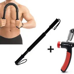 Combo of Power Twister Bar 20 kg & Adjustable Hand Gripper 60 Kg Fitness Accessory Kit Kit-image-4