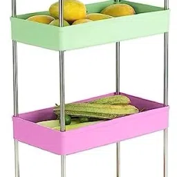 Popular 4 Layer Plastic Portable Modern Fruit and Vegetable Trolly-2 Plastic Fruit & Vegetable Basket-image-69