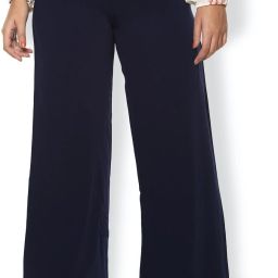 Women Regular Fit Dark Blue Viscose Rayon Trousers-image-4