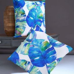 romee Blue Chenille Floral 24x24 inches Cushion Cover (2Pc)-picture-30
