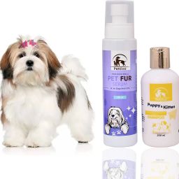 Puppy & Kitten Shampoo 200 Ml+Pet Fur Serum 200 Ml Combo Pack Conditioning, Whitening and Color Enhancing Coco Fragrance, Green Apple Dog Shampoo-18