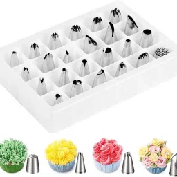 Piping Set 24 Stainless Steel Frosting Nozzle Piping Set with Storage Box for Cake Decoration and Icing (24 Pcs) Silver Kitchen Tool Set (Silver) Kitchen Tool Set-7