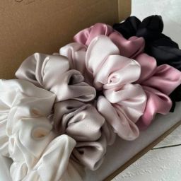 Pastel Satin Scrunchies Hair Ties for Women / Girls Set of 5 Rubber Band-image-2