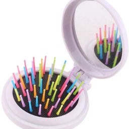 Light Purple Round Travel Mini Hair Comb with Make up Mirror Pocket Hair Brush Folding Hair Brush for Travel,Gift for friends, relative, lovers, sisters,mothers and yourself-22