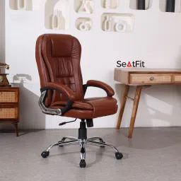 A47 Office Boss Designer Chair PP Chrome Arms High Back Executive Chair Leatherette Office Arm Chair-image-23