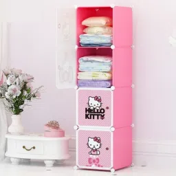 ® 4 Cube Portable Closet Storage Organizer Cabinet for Books,Cloth,Toys PP Collapsible Wardrobe-3