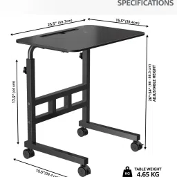elv direct Multipurpose Adjustable Height Table With Wheels For Work From Home,Study,Office Wood Portable Laptop Table image 4