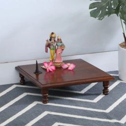 Sheesham Wood Pooja Chowkie In Brown By Globally Indian-picture-7