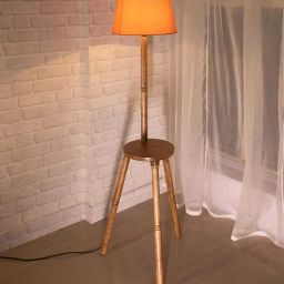 homesake Orange Cotton Shade Tripod Floor Lamp With Wooden Base-picture-42