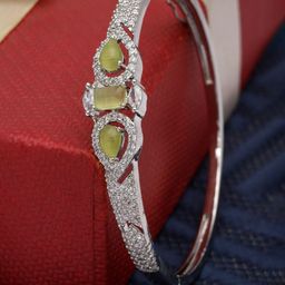 ZENEME Brass American Diamond Rhodium-Plated Kada Bracelet-image-46