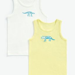 mothercare Boys Pack of 2 Dino Printed Pure Cotton Vests-image-10