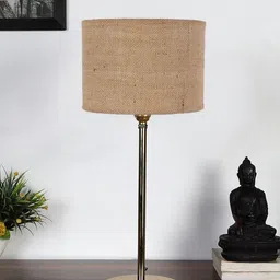 Devansh Beige Textured Metal Table Lamp With Jute Shade-58