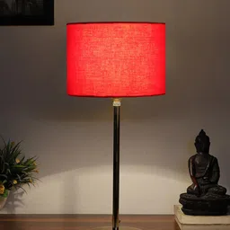 Devansh Red Metal Table Lamp With Cotton Shade-58