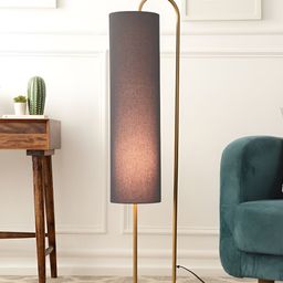 Decor de Maison Graceful Grey & Gold-Toned Cylinder Contemporary Curve Floor Lamp & Stand-1