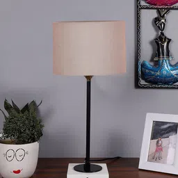 Devansh Grey Wood Round Shaped Table Lamp-53