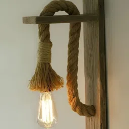 Areezo Brown Wooden Rectangle Shaped Wall Lamp-image-36