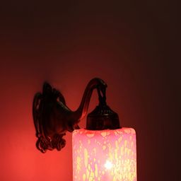 VAGalleryKing Pink & Gold-Toned Textured Glass Elephant Design Rectangle Shaped Wall Lamp-5