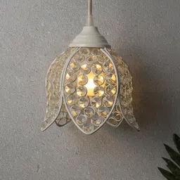 Homesake White Self Design Handcrafted Lotus Hanging Light-13
