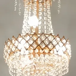 SHRI MAHAL ANTIQUES Gold-Toned & White Crystal Chandelier Ceiling Lamp-image-56