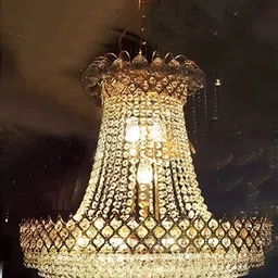 SHRI MAHAL ANTIQUES Gold-Toned Crystal Chandelier Light Ceiling Lamp-16