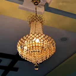 SHRI MAHAL ANTIQUES Gold-Toned Jhumar Textured Ceiling Lamp-image-73