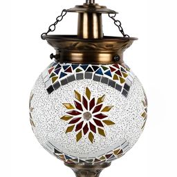 SHRI MAHAL ANTIQUES White & Golden Hanging Glass Ceiling Lamp-53