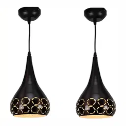 Areezo Black & White 2Pcs Textured Aluminium Bell Shaped Ceiling Lamp-picture-11