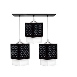 Gojeeva Black & White Textured Wooden Rectangle Shaped Ceiling Lamp-picture-30