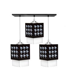 Gojeeva Black & White Textured Rectangle Shaped Wooden Pendant Ceiling Lamp-picture-32