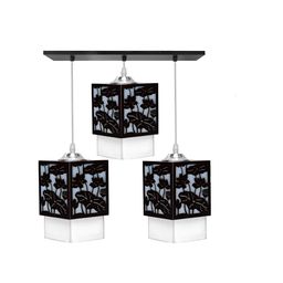 Gojeeva Black & White Textured Wooden Rectangle Shaped Ceiling Lamp-picture-5