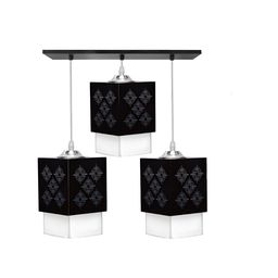 Gojeeva Black & White Textured Wooden Rectangle Shaped Ceiling Lamp-picture-0