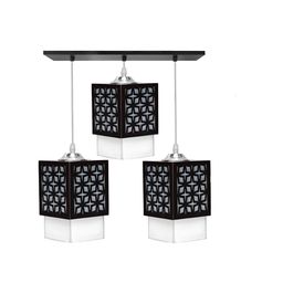 Gojeeva Black & White Textured Wooden Rectangle Shaped Ceiling Lamp-picture-21