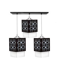 Gojeeva Black & White Textured Wooden Rectangle Shaped Ceiling Lamp-picture-28