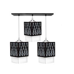 Gojeeva Black & White Textured Wooden Rectangle Shaped Ceiling Lamp-picture-4