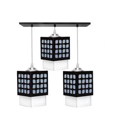 Gojeeva Black & White Textured Wooden Rectangle Shaped Ceiling Lamp-picture-33