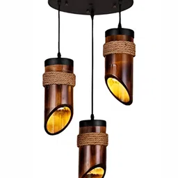 Areezo Brown Cylindrical Shaped Wooden Ceiling Lamp-image-97