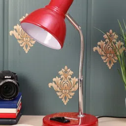 MFD HOME FURNISHING Red Solid Traditional Table Lamp-58