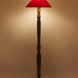 Devansh Red Cotton & Wooden Floor Lamp-90