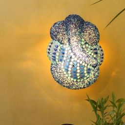 Aura Blue & White Glass Traditional Abstract Shaped Shaped Wall Lamp-image-14