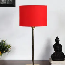 Devansh Red Metal Table Lamp With Cotton Shade image 5