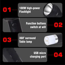 24 energy 1000 Meter Long Range Searchlight 100W High Power Torch with Tail Light 12 hrs Torch Emergency Light image 2
