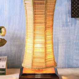 Devansh Brown Solid Bamboo Column Lamp image 2