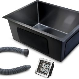 KITCHEN SINK 304 SOUND PROOF SINGLE BOWL BLACK MATT Vessel Sink-image-28