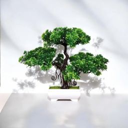Artificial green trees plant for dinning table, bedroom etc. Bonsai Wild Artificial Plant with Pot-image-12